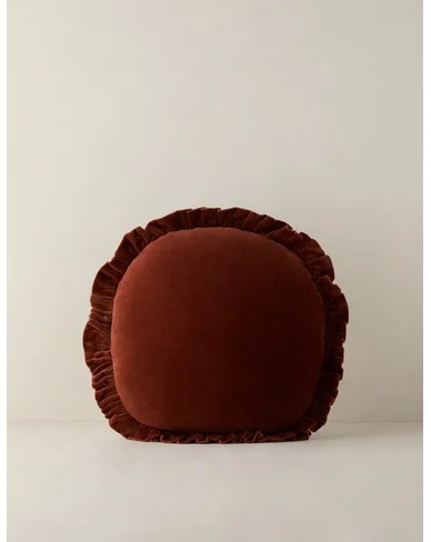 Mauree Velvet Round Pillow-Sangria