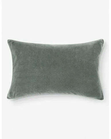 Charlotte Velvet Pillow-Shale Blue / Lumbar / With Feather Down Insert