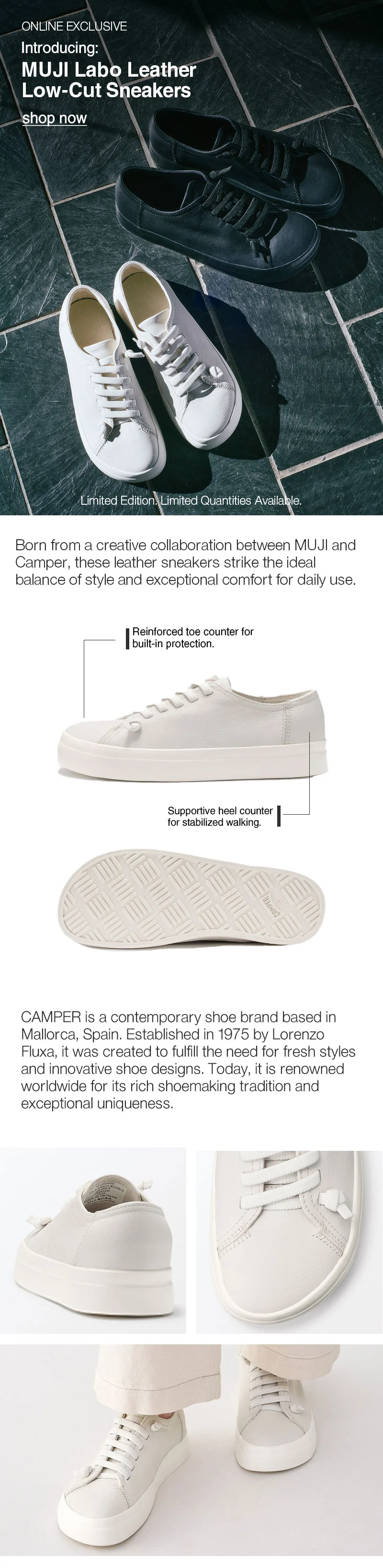 Shop New MUJI Labo Leather Low-Cut Sneakers