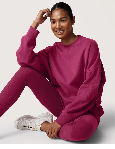 LuxeFleece Oversized Sweatshirt in Sangria