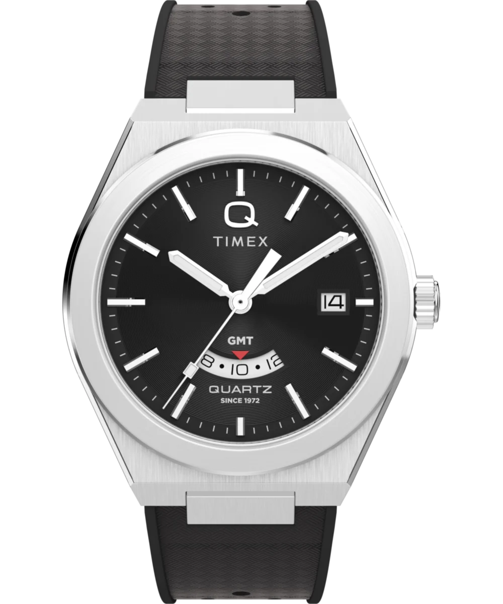 Image of Q Timex Continental GMT 39mm Synthetic Rubber Watch