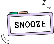 Illustration of an alarm clock that says