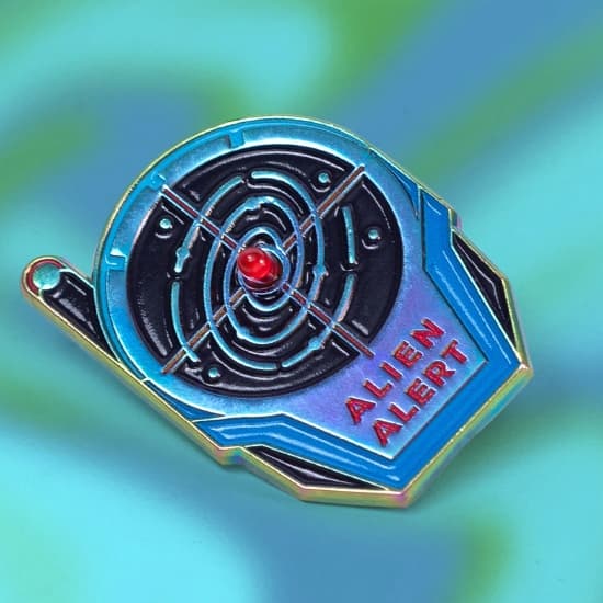 Alien Alert Pin Close up