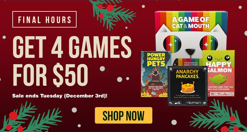 FINAL HOURS | GET 4 GAMES FOR $50 | Sale ends Tuesday (December 3rd)! SHOP NOW