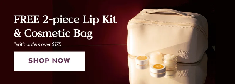Free 2-piece lip kit and cosmetic bag with orders over $175