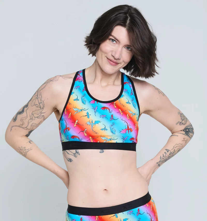 Image of Racerback Soft Bra - Pride Rainbow Dragon