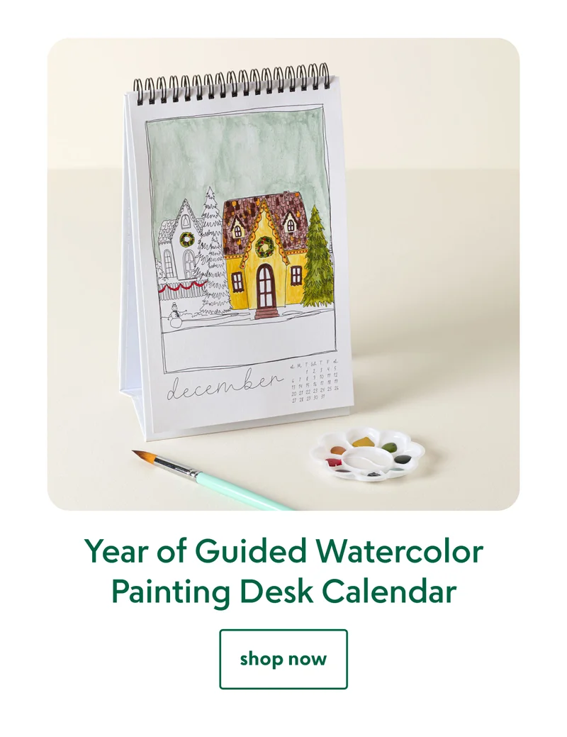 Year of Guided Watercolor Painting Desk Calendar
