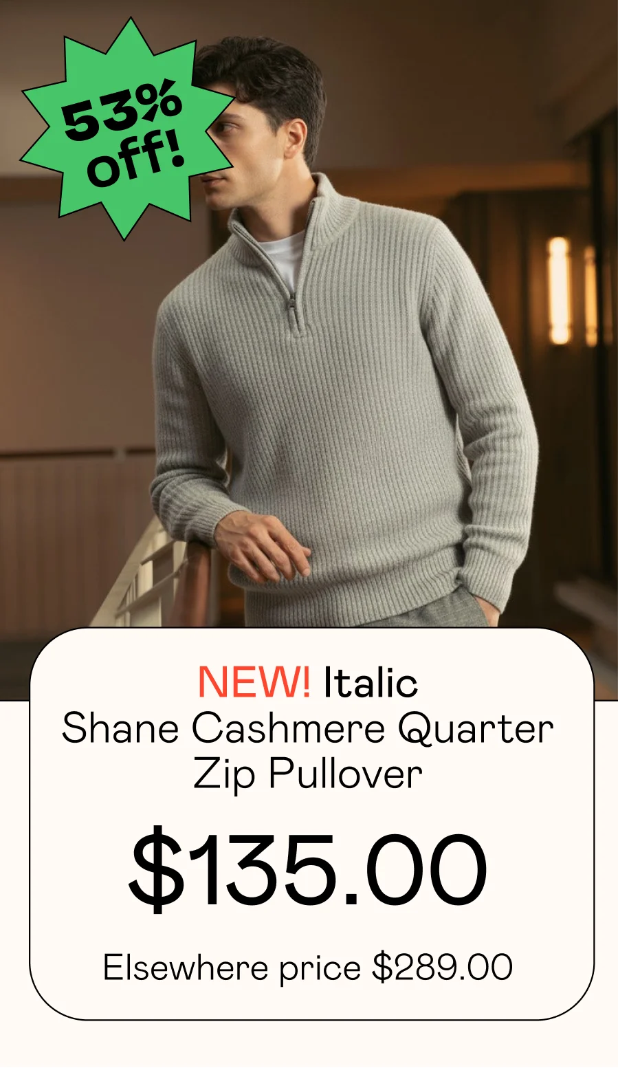 Shane Cashmere Quarter Zip Pullover