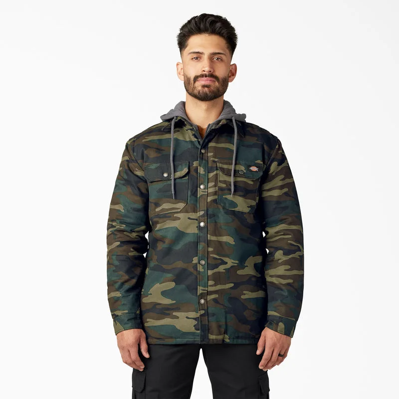 Water Repellent Duck Hooded Shirt Jacket