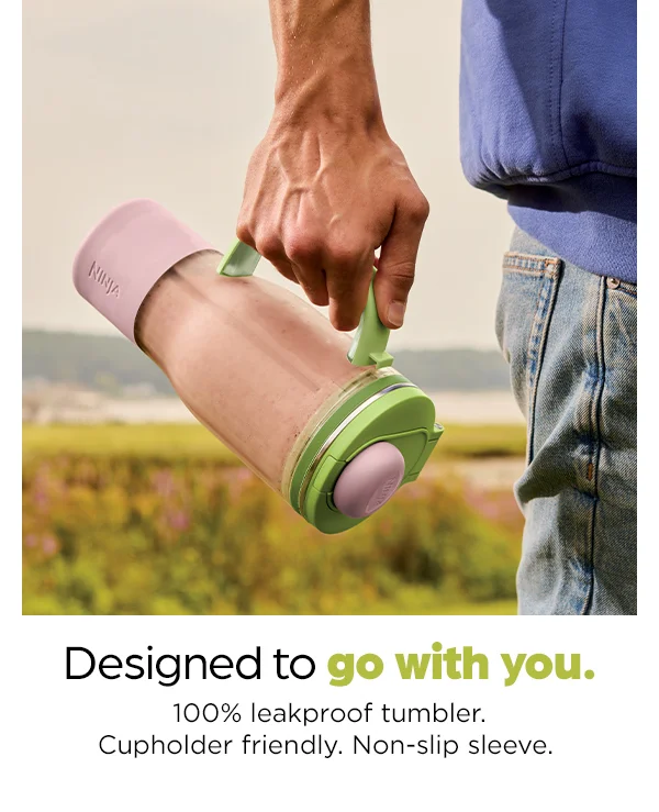Designed to go with you. 100% leakproof tumbler. Cupholder friendly. Non-slip sleeve.