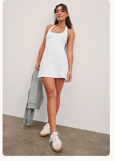 Spacedye Prep Halter Dress in Cloud White