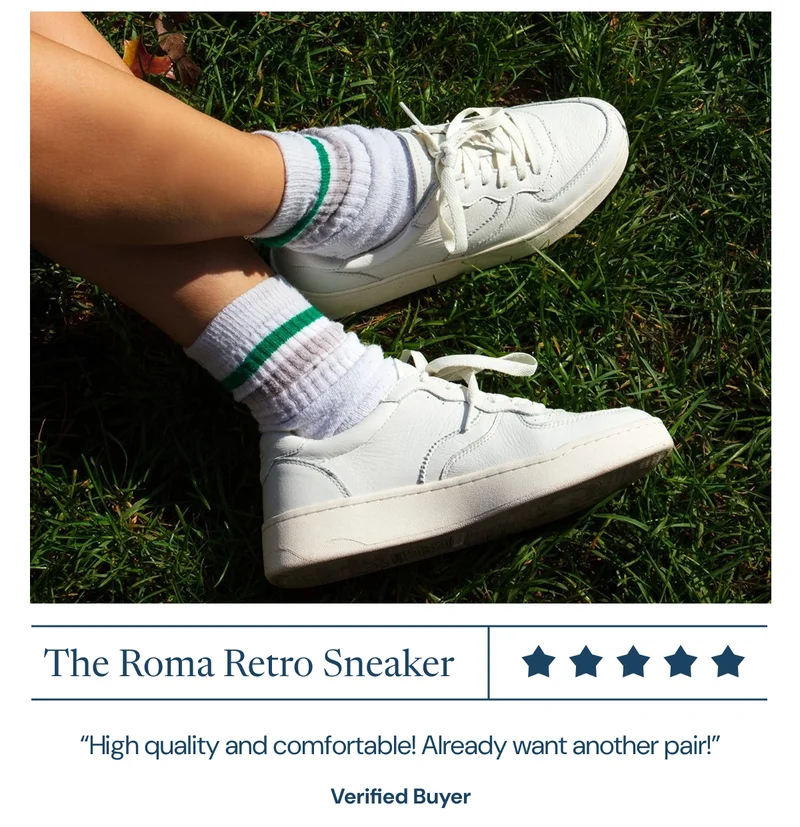 The Roma Retro Sneaker. ★★★★★ “High quality and comfortable! Already want another pair!”