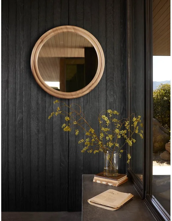 Bourdon Double-Framed Round Mirror - Natural