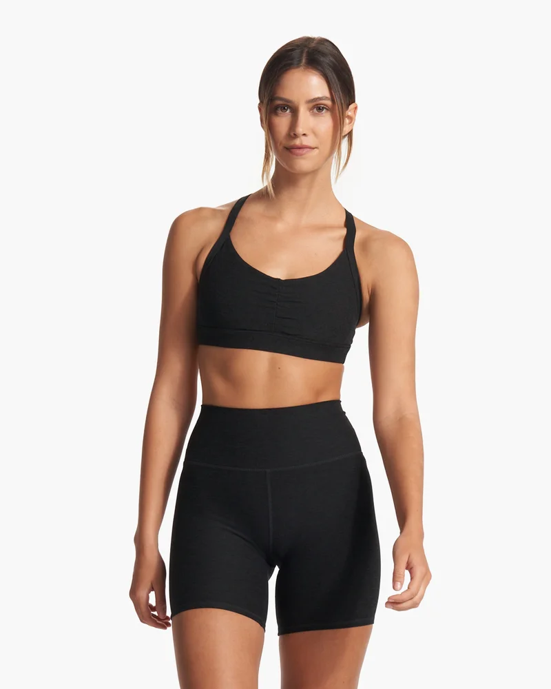 Image of Elevation Ruched Bra | Black Heather