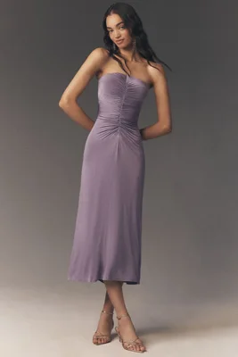 BHLDN Strapless Slim Ruched Jersey Midi Dress