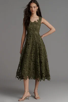Mag Duggal Lace Cutwork Midi Dress