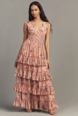 Mac Duggal Sleeveless Tiered Maxi Dress