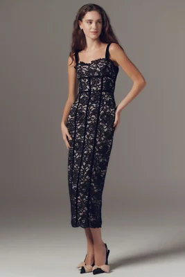 BHLDN Strapless Stretch Lace Midi Dress