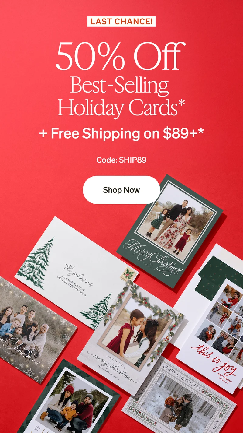 50% Off Best-Selling Holiday Cards + Free Shipping on $89+