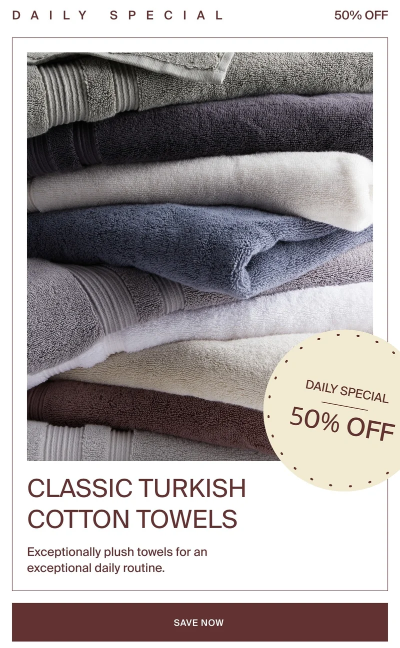 Daily Deal - 50% Off Classic Turkish Cotton Towels