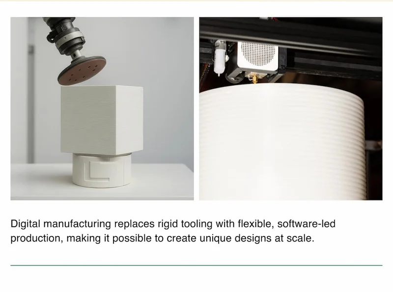 Digital manufacturing replaces rigid tooling with flexible, software-led production, making it possible to create unique designs at scale.