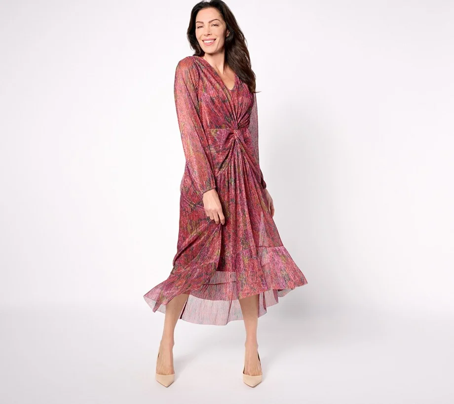Isaac Mizrahi Live! Regular Always Isaac Foil Printed Mesh Dress