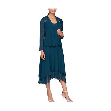 S.L. Fashions Women's Sequined Shoulder JacketDress (Regular)