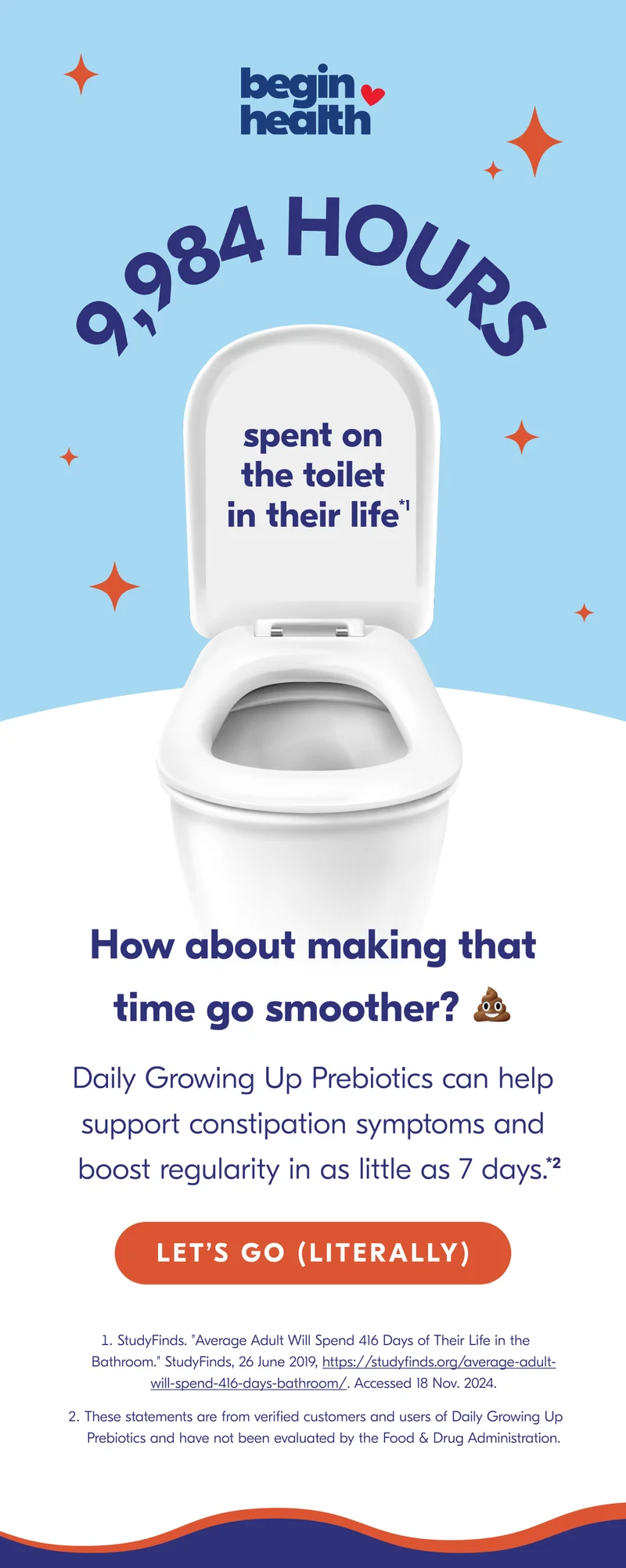9,984 hours spent on the toilet in your kiddos life.