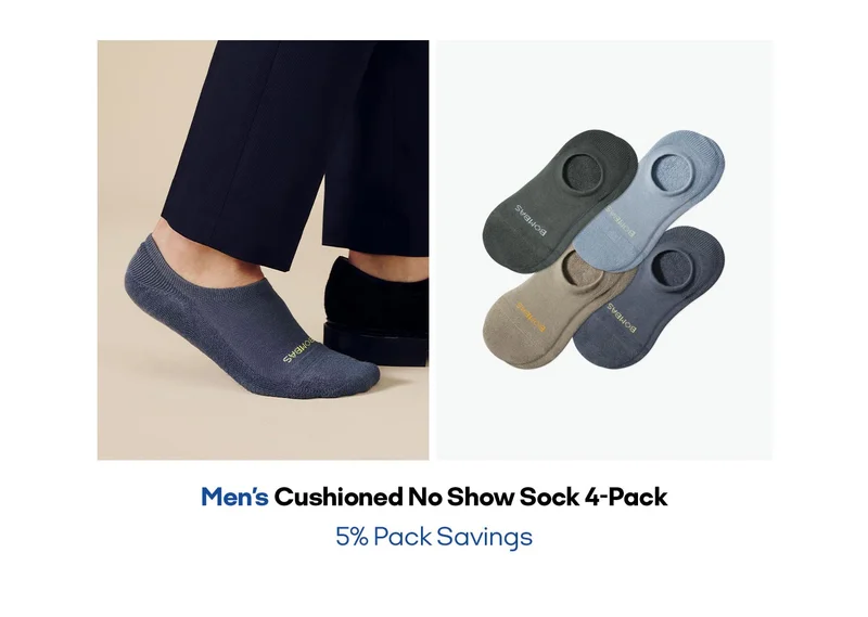Men's Cushioned No Show Sock 4-Pack 5% Pack Savings