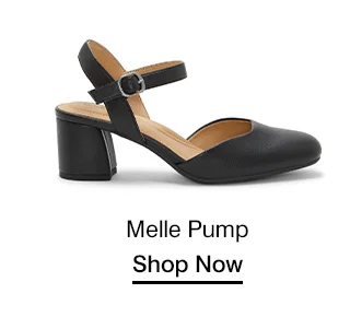 A side view of the Melle Pump in Black leather. Shop Now