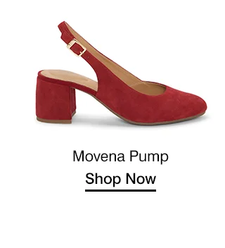 A side view of the Movena Pump in Red suede. Shop Now