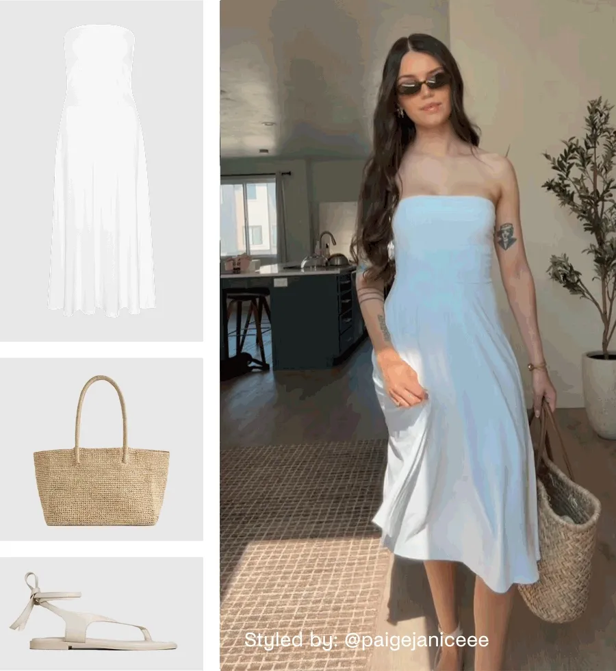 Featherweight Strapless Dress in Cloud White