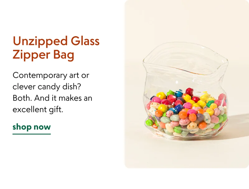 Unzipped Glass Zipper Bag