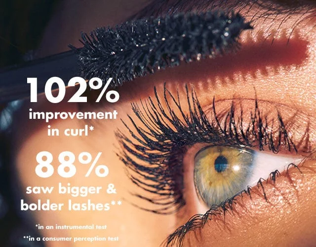 102% improvement in curl; 88% saw bigger & bolder lashes