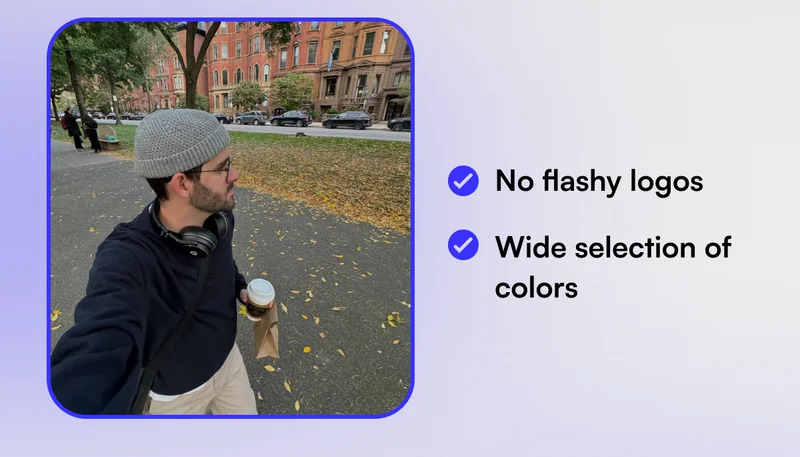 ✔️ No flashy logos ✔️ Wide selection of colors