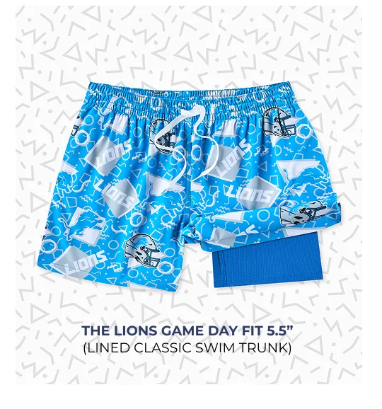 Lined Classic Swim Trunk: The Lions Game Day Fit 5.5"