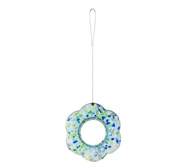 Plow & Hearth Art Glass Flower Shaped Hanging Bird Feeder