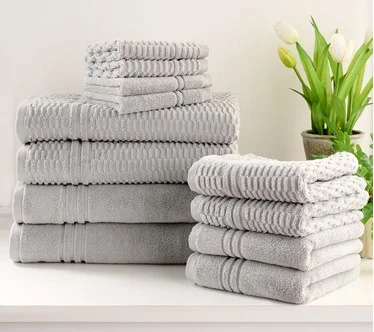 Home Reflections 100% Cotton Solid & Texture 12-pc Towel Set