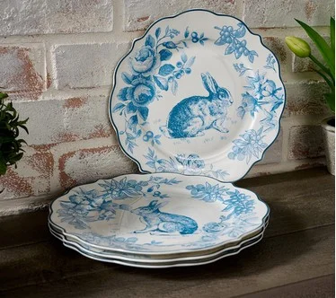 Cozy Cottage by Liz Marie Set of 4 Heirloom Bunny Plates