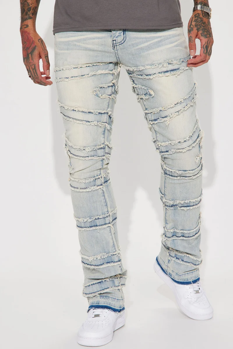 Image of About Fray Stacked Skinny Flare Jeans - Light Wash