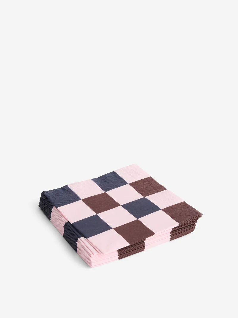 Image of HAY Pattern Napkins - Pink/Bordeaux/Black Check