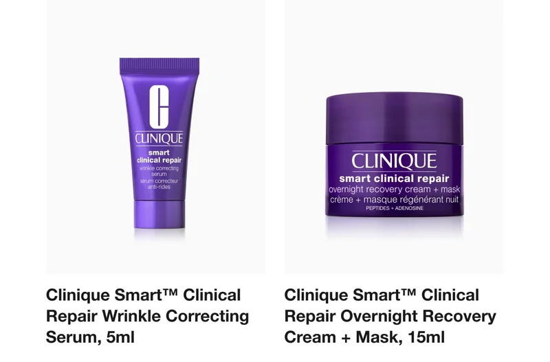 Clinique Smart™ Clinical Repair Wrinkle Correcting Serum, 5ml | Clinique Smart™ Clinical Repair Overnight Recovery Cream + Mask, 15ml