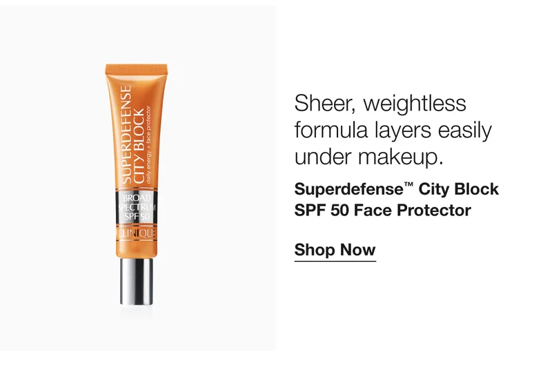 Sheer, weightless formula layers easily under makeup. | Superdefense™ City Block SPF 50 Face Protector | Shop Now