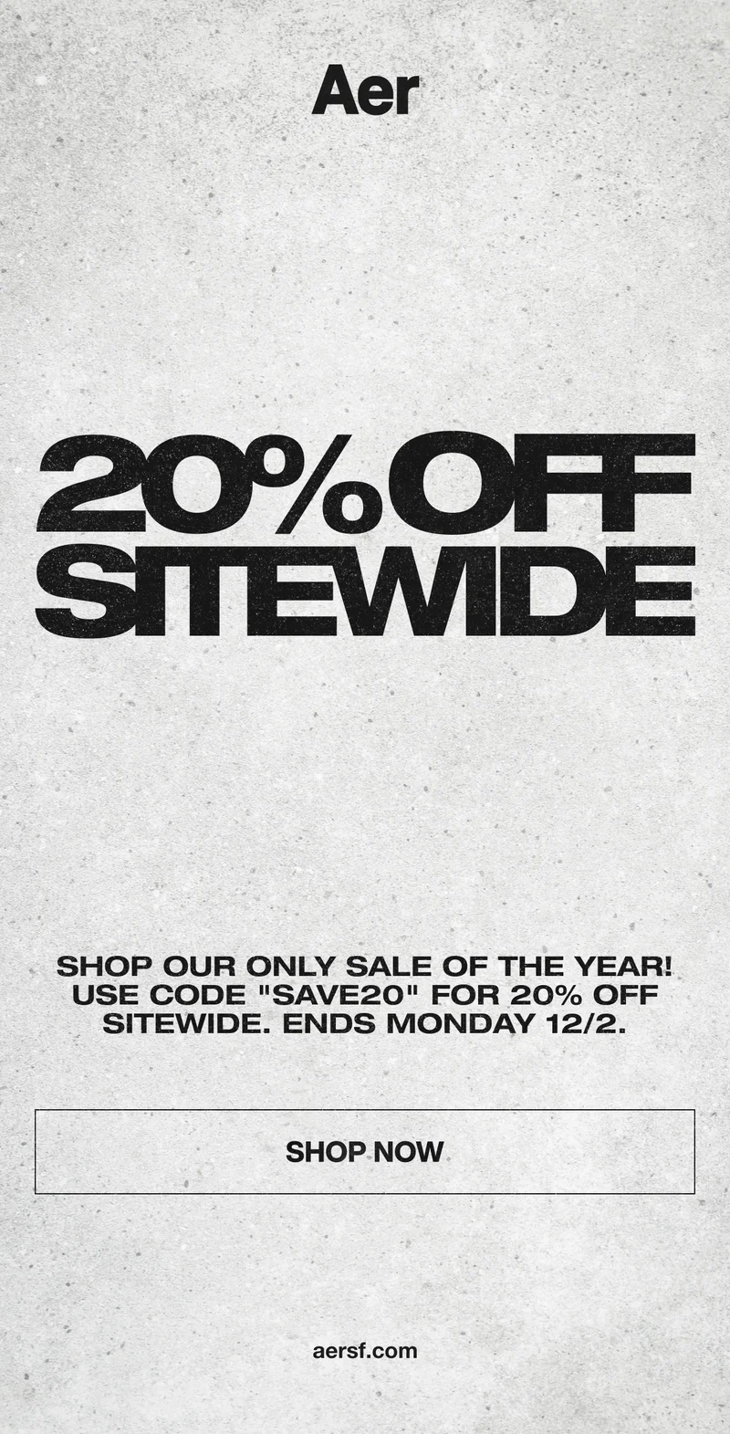 Aer Black Friday Sale: 20% Off Sitewide