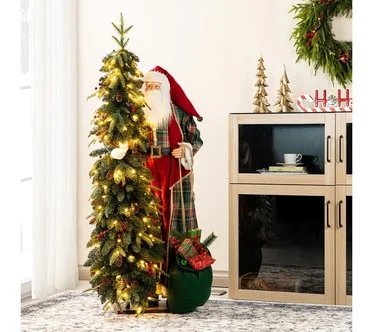 Glitzhome Christmas Santa w/ Lighted ArtificialChristmas Tree