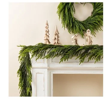 Glitzhome 6' Christmas Green Pine PE Garland Set of 2