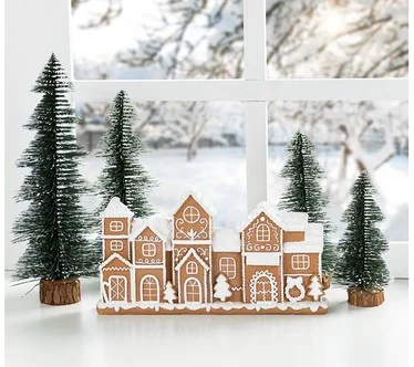 Glitzhome 12"L Christmas Gingerbread TownhouseTable Decor