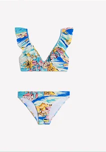 Evia Ruffle Bikini Top Multi, Paradise Bay