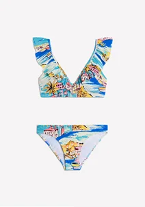 Evia Ruffle Bikini Top Multi, Paradise Bay