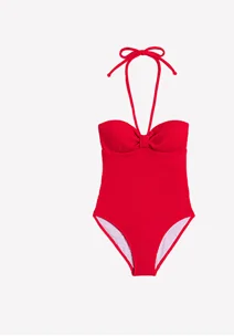 Crinkle Texture Swimsuit Tulip Red